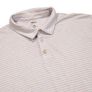SONOMA Men's XXL Blue Peach‎ Striped Short Sleeve Casual Button Up Polo Shirt